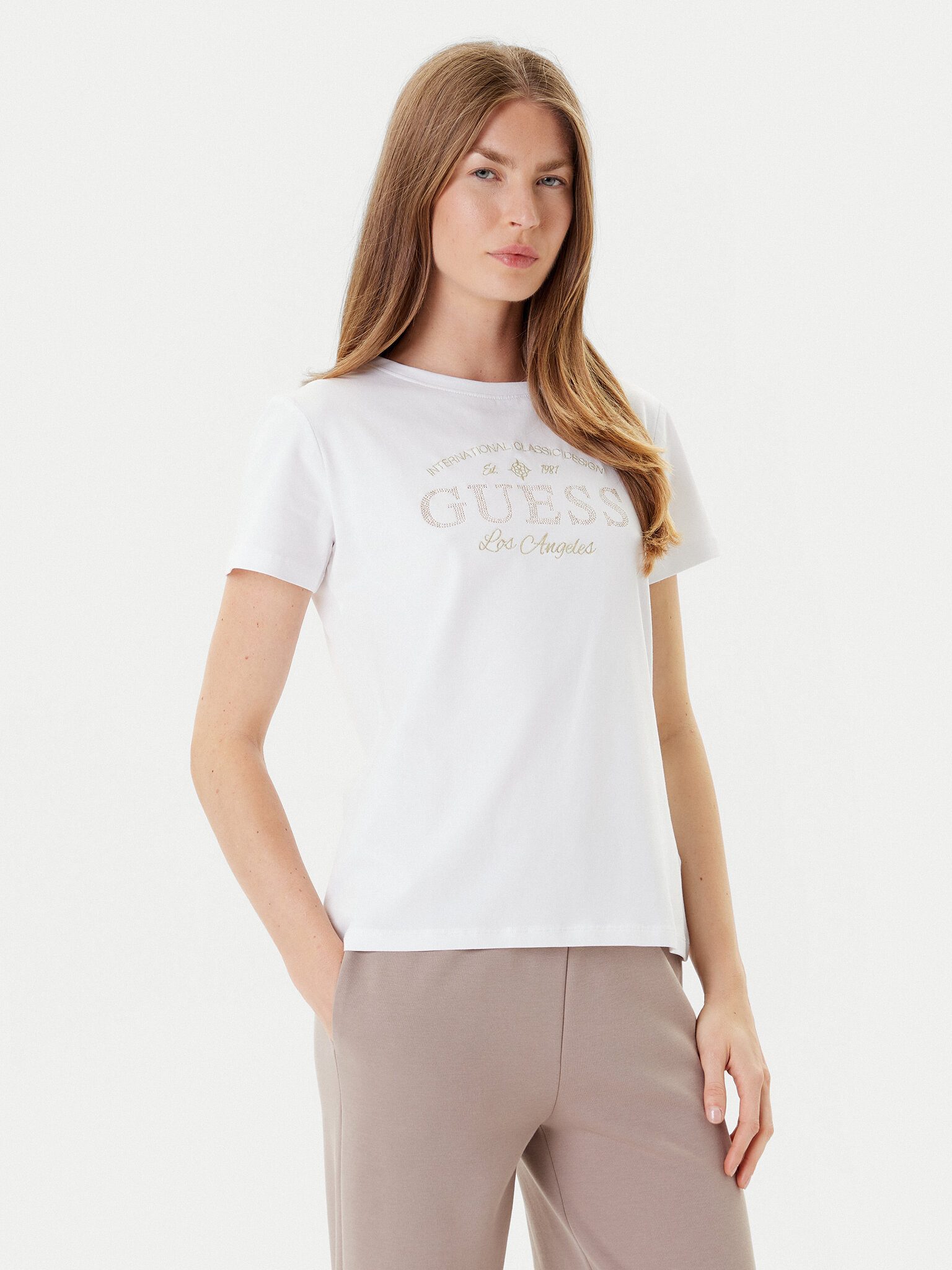 Guess Kurzarmshirt MARINA SS CN T-SHIRT - Kurzarmshirt mit Logodruck