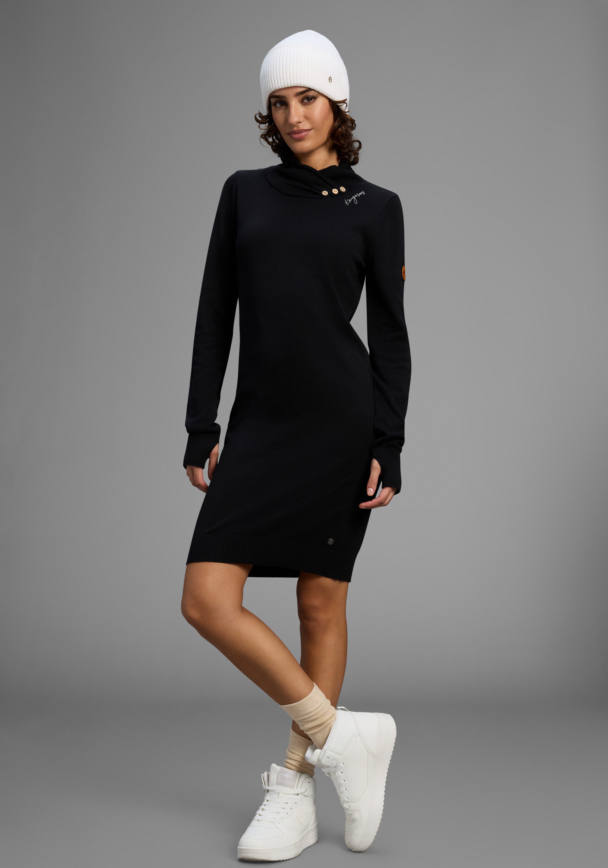 KangaROOS Strickkleid mit hohem asymetrischem Kragen günstig online kaufen