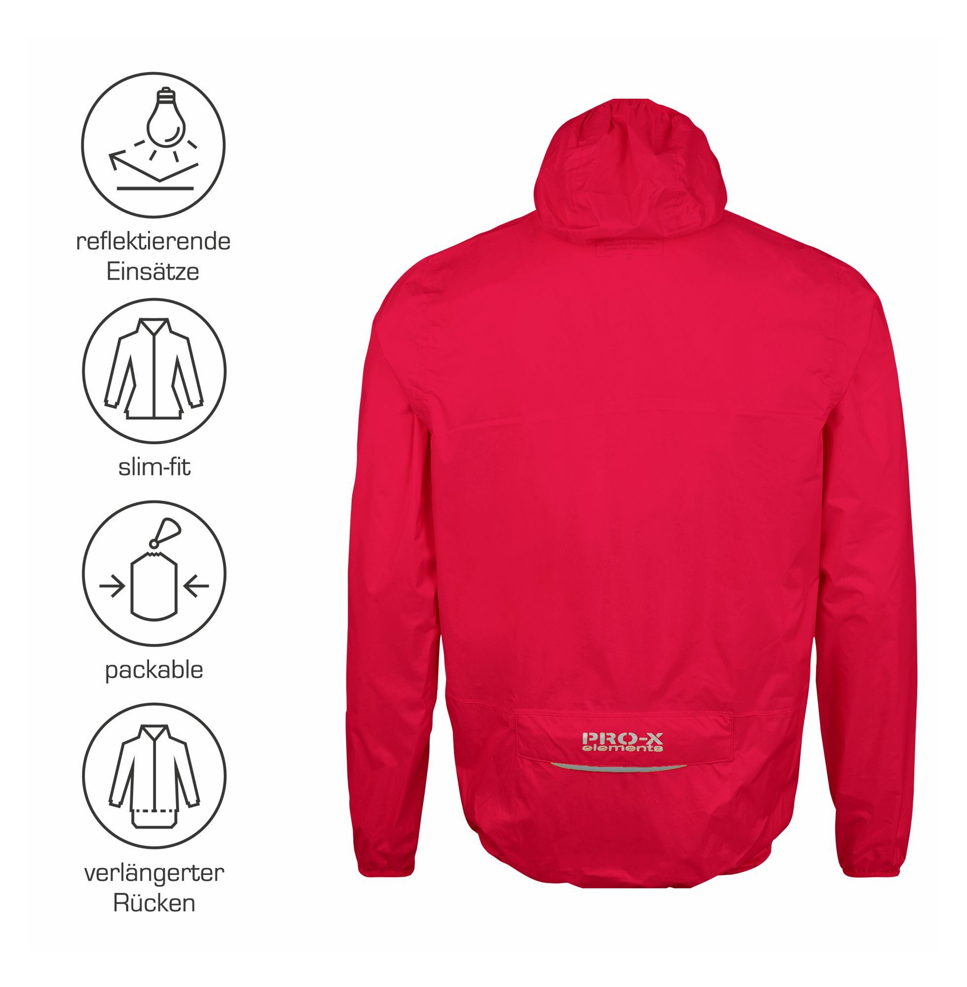 PRO-X ELEMENTS Fahrradjacke AIR JACKET ultraleicht, Helmkompatibel, verlängerter Rücken Wasserdicht, atmungsaktiv, winddicht, verschweißte Nähte