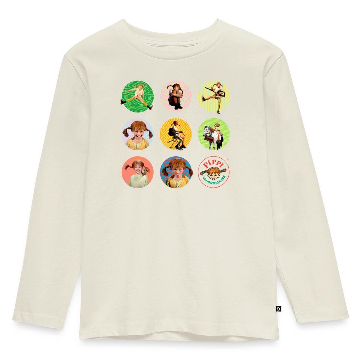 Spreadshirt T-Shirt Pippi Langstrumpf Bilder Von Pippi In Kreisen Kinder Premium Langarmsh (1-tlg)