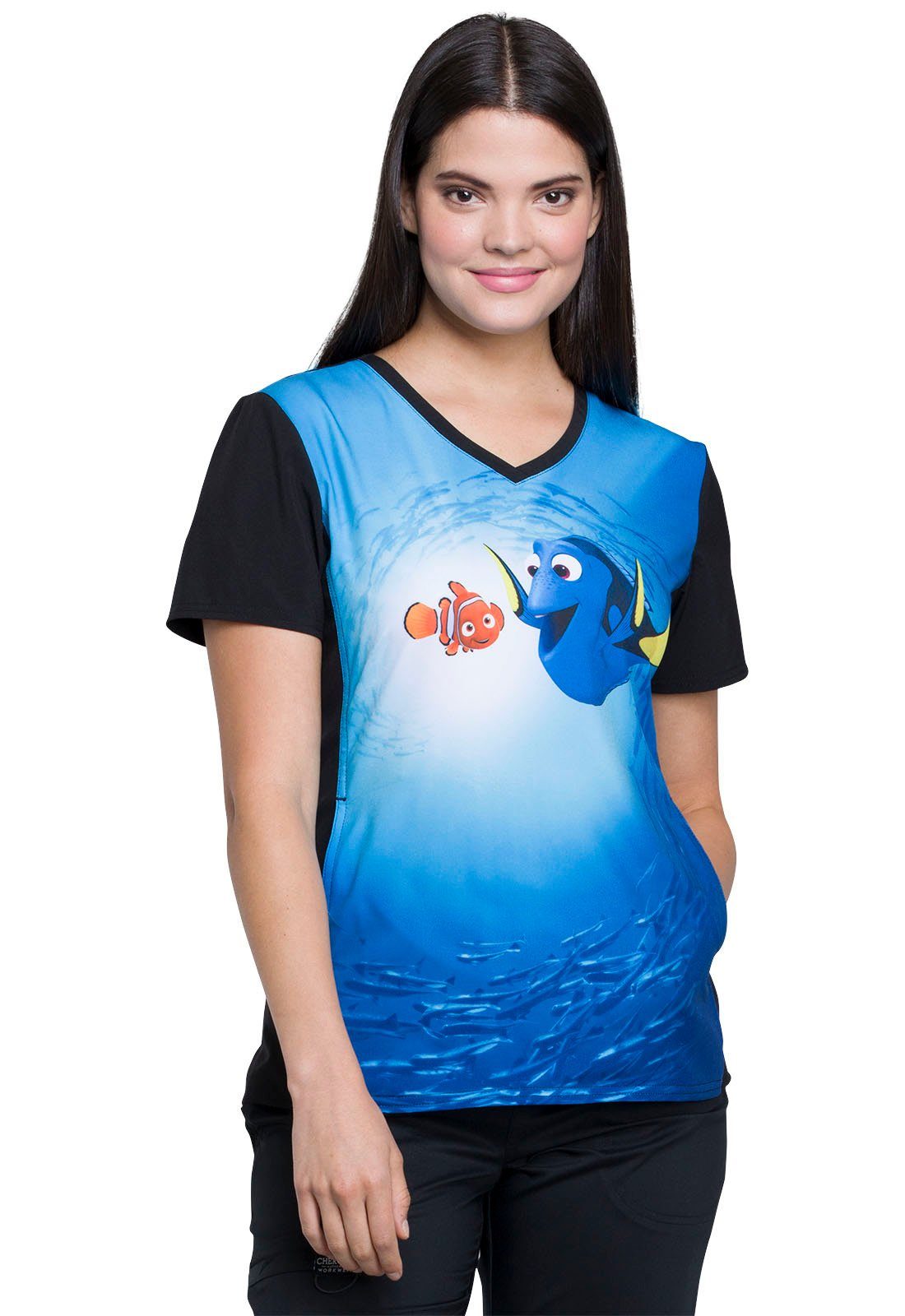 Funktionsbluse Nemo" bedruckter mit Motiv & Damen Bunt Kasack "Dory Disney Cherokee Kasack