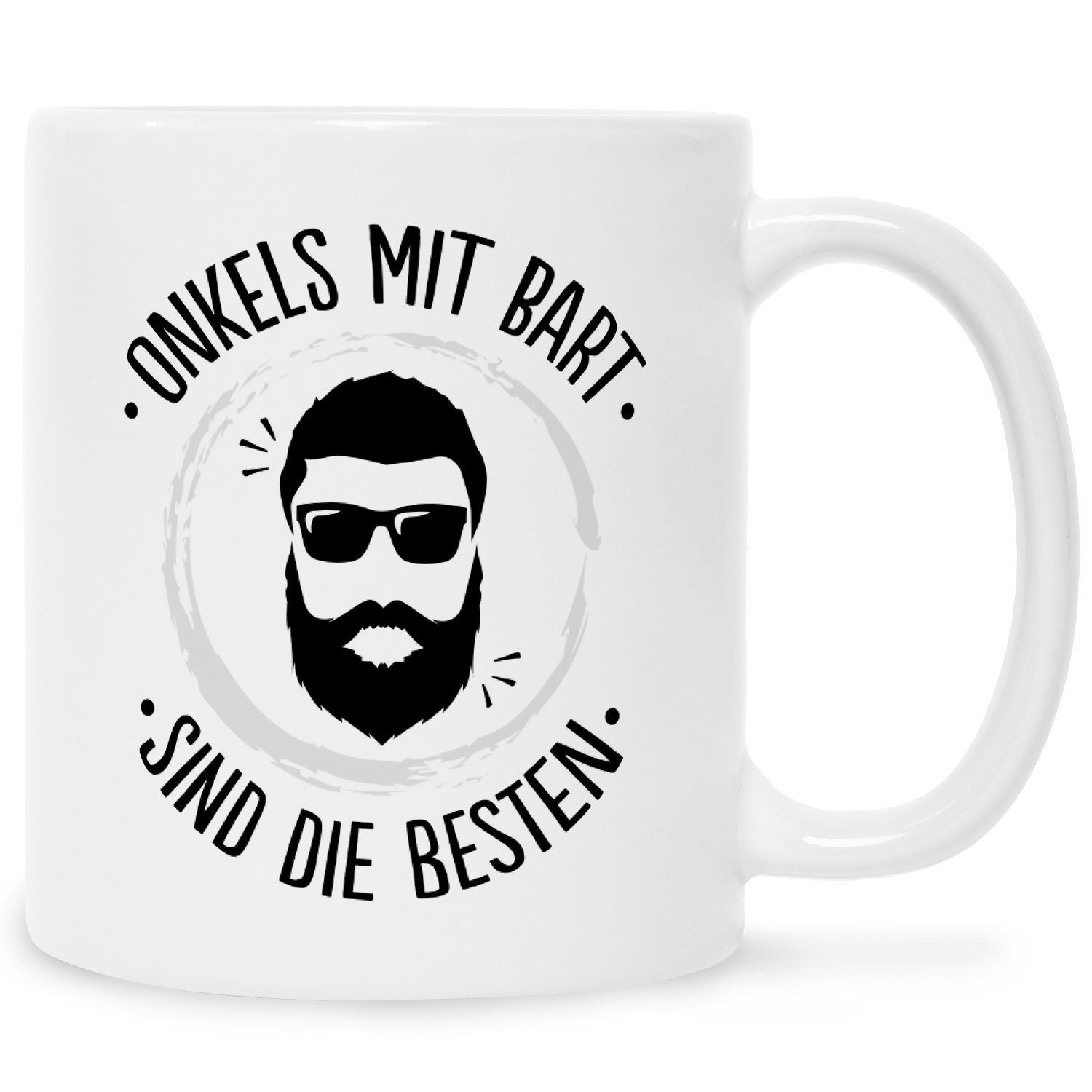 GRAVURZEILE Tasse mit Name - Onkels mit Bart für Familie & Bekannte, Keramik, Farbe: Weiß