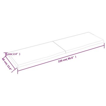 furnicato Tischplatte Dunkelbraun 220x60x(2-6)cm Massivholz Eiche