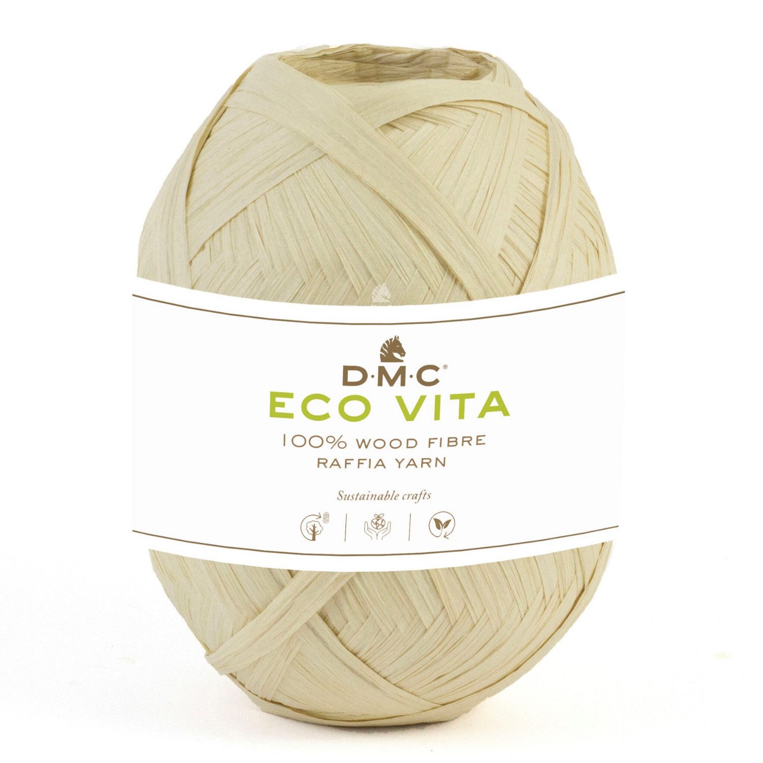 DMC DMC Eco Vita Raffia Häkelwolle, 100 m (Holzfaser-Garn für formstabile Accessoires), 50 g