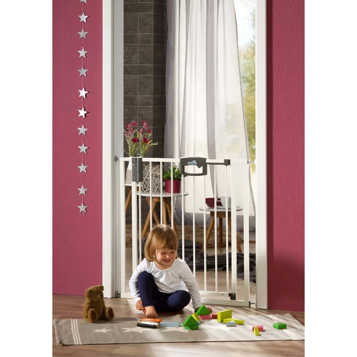 Geuther Türschutzgitter 4791 Easylock Plus Metall Weiß, 68-76cm