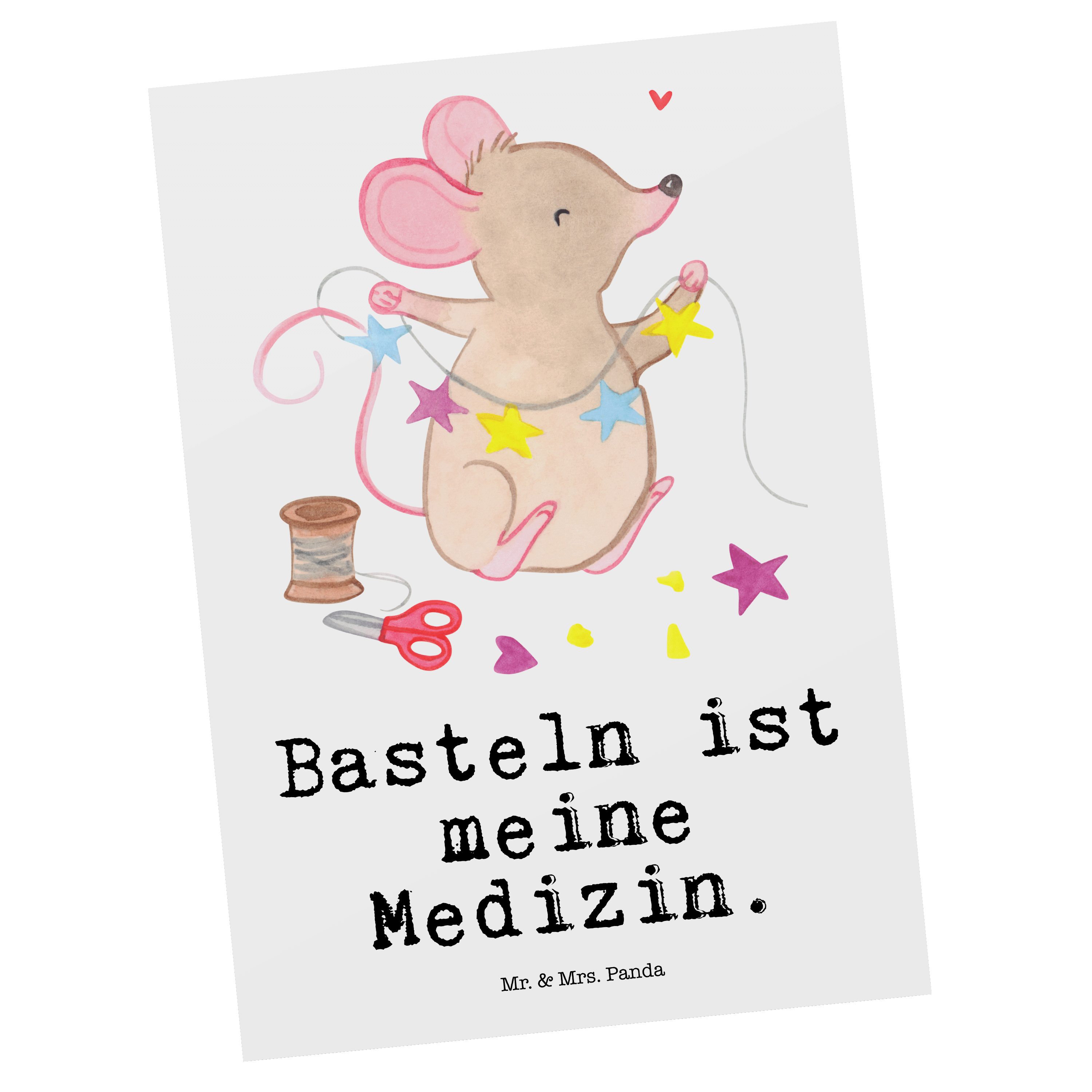Mr. & Mrs. Panda Postkarte Maus Basteln Medizin - Weiß - Geschenk, Karte, Einladung, Sport, Spor
