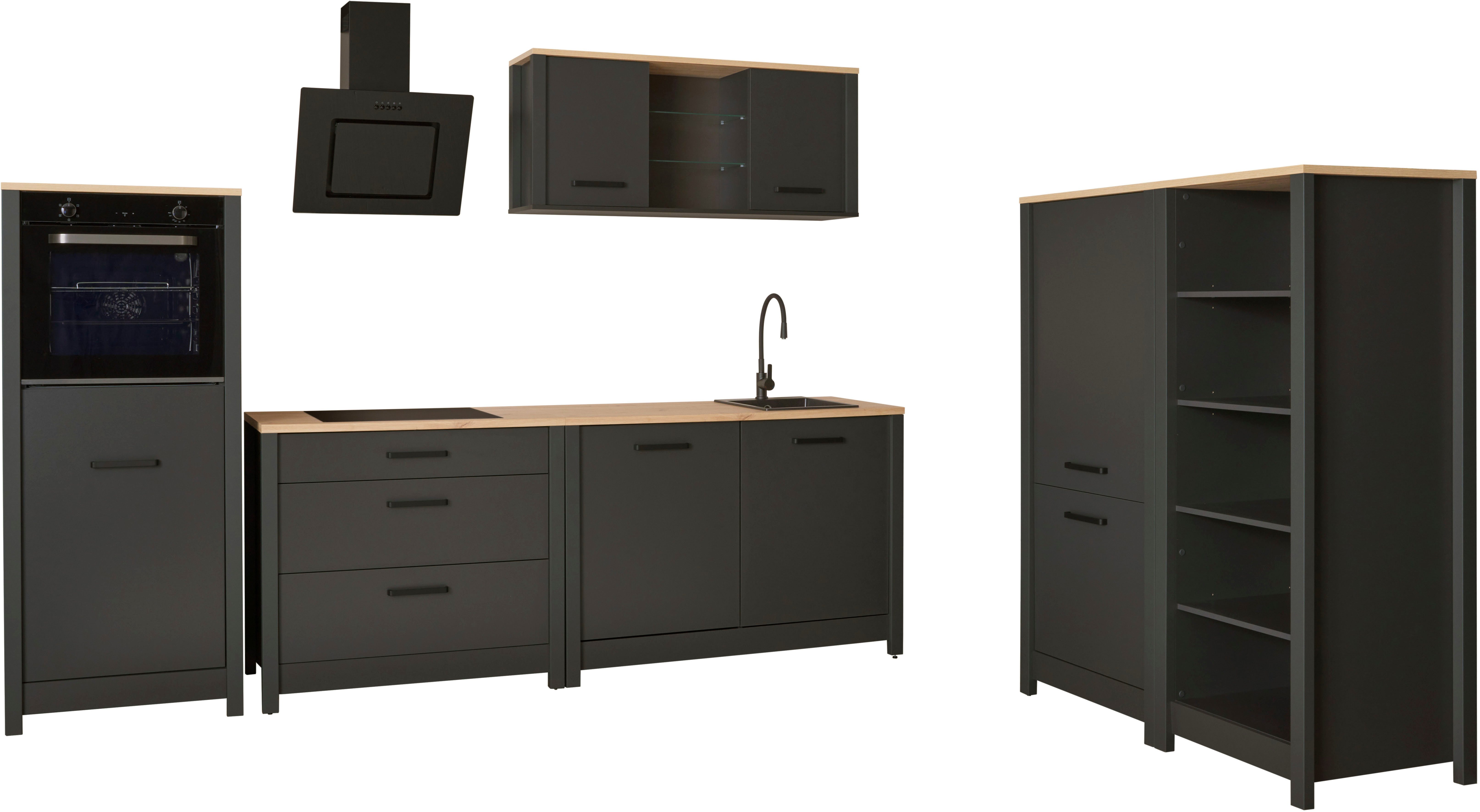 Inter Link Küchenzeile Veneto, Ohne E-Geräte für Spülmaschine Kochfeld Backofen Kühlschrank B: 430 cm