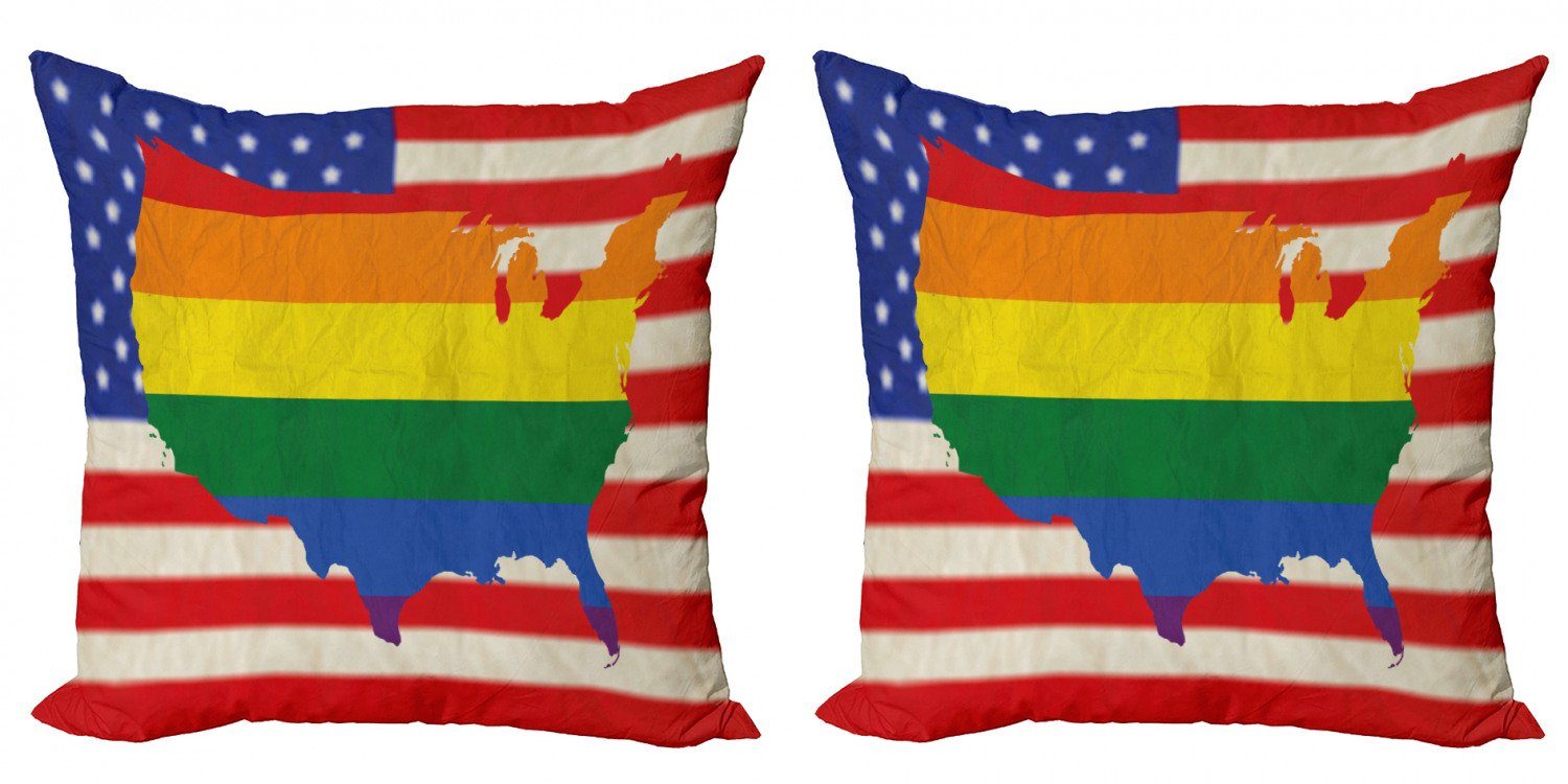 Kissenbezüge Modern Accent Doppelseitiger Digitaldruck, Abakuhaus (2 Stück), Stolz USA-Flagge Homosexuell Rechte