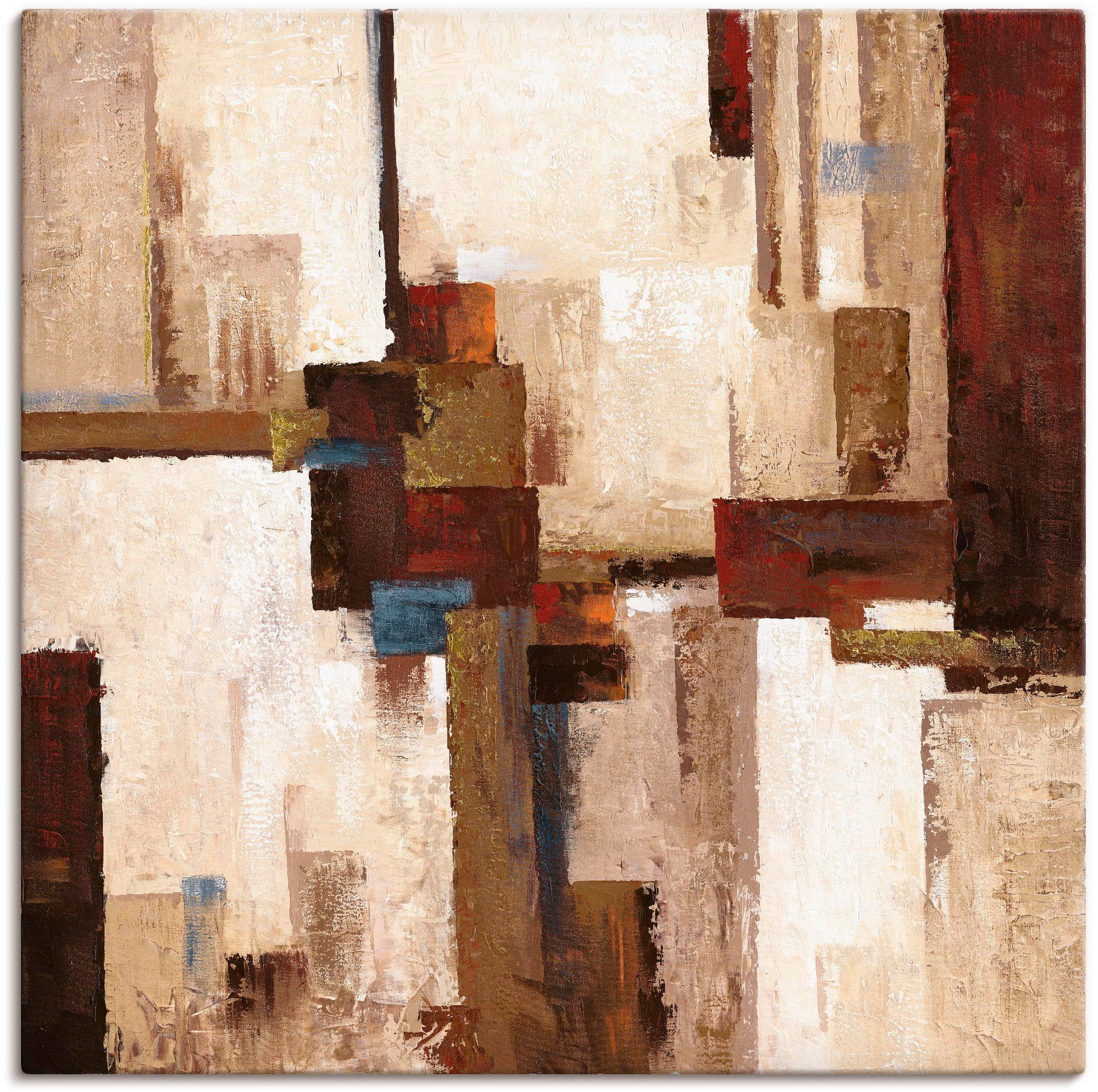 Artland Leinwandbild Rote und braune Vierecke I, Muster (1 St), auf Holzrahmen gespannt