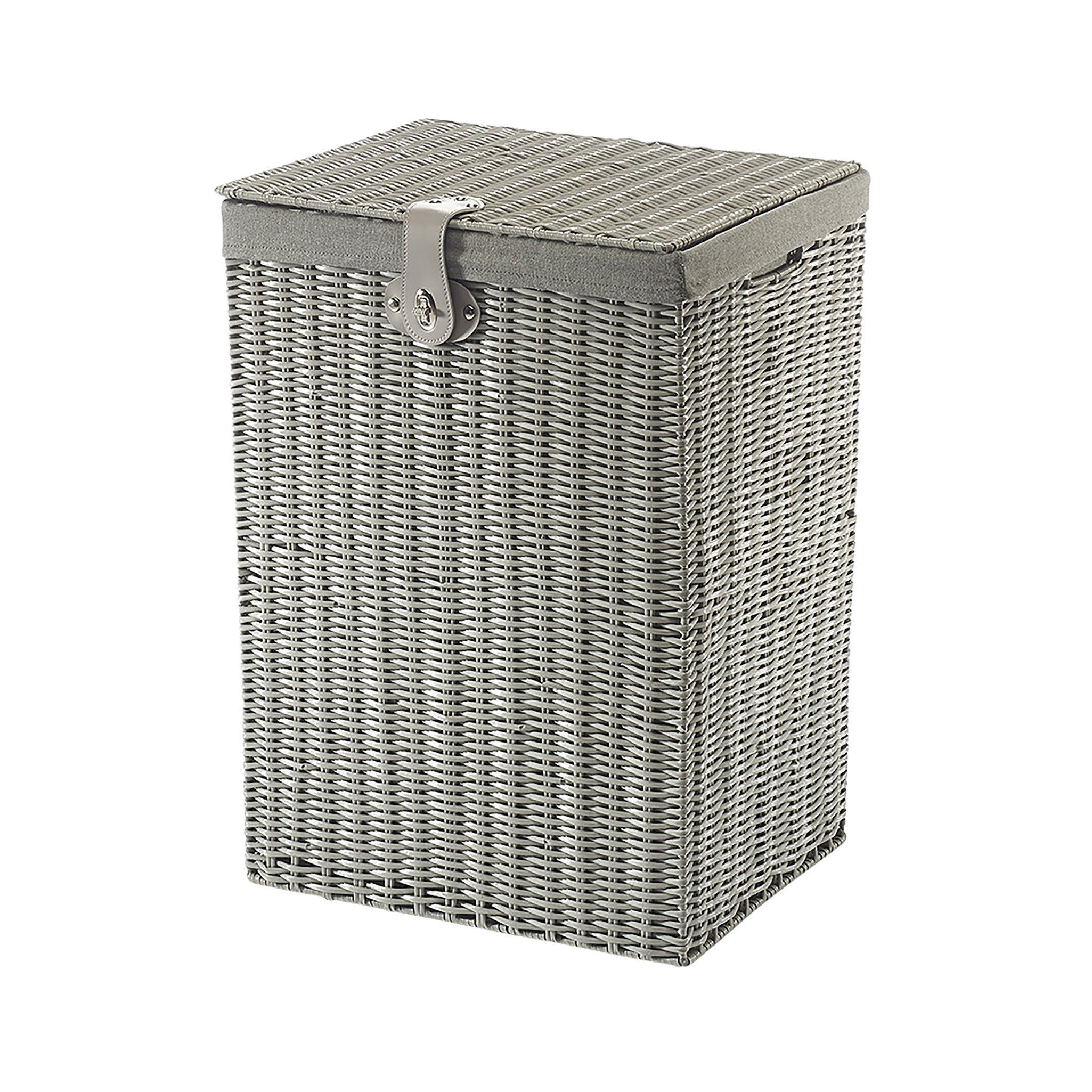Kobolo Wäschekorb Wäschebehälter aus Kunststoff - grau - mit Textil (mit De günstig online kaufen