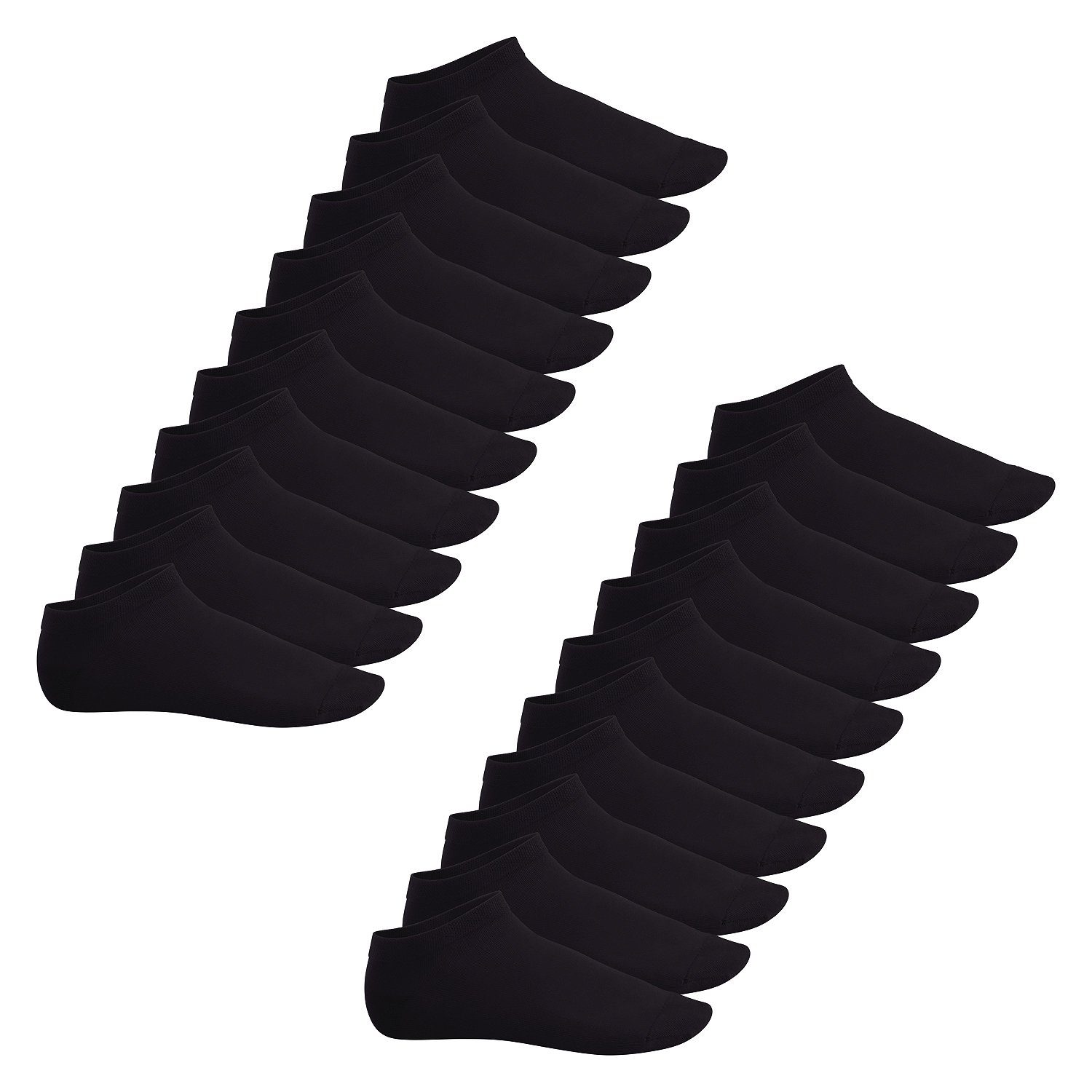 Footstar Füßlinge Sneak It! Damen & Herren Sneakersocken (10/20 Paar) kurze Socken Schwarz (20 Paar)