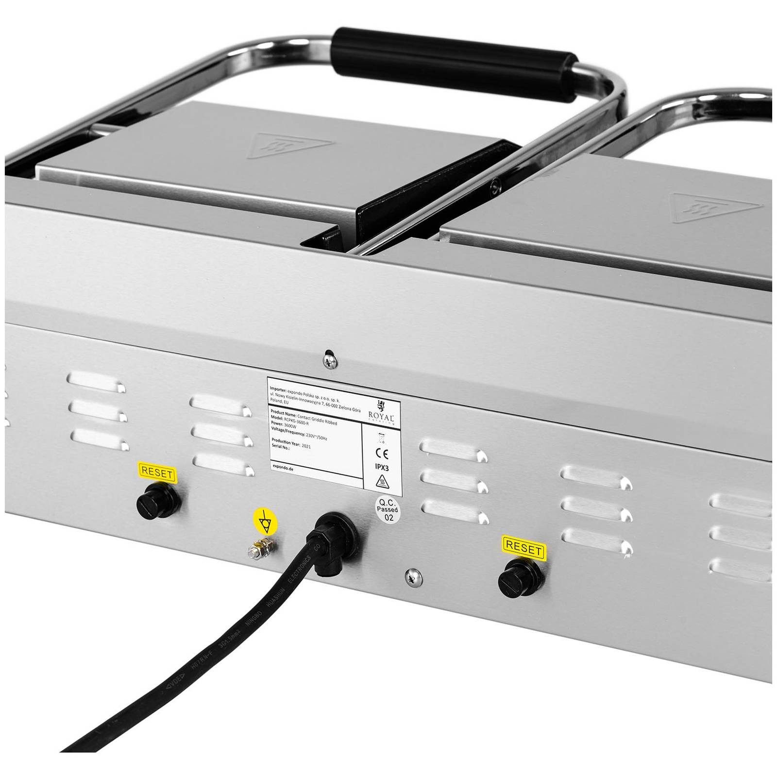 Royal Catering Kontaktgrill Doppel Elektrogrill Elektrogriller Toaster geriffelt + glatt Gastro, 3600 W