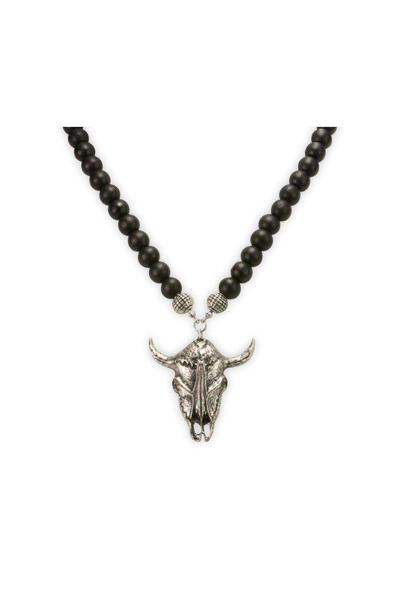 Alpenflüstern Ketten und Armband Set Herren Halskette - STIERKOPF - schwarz