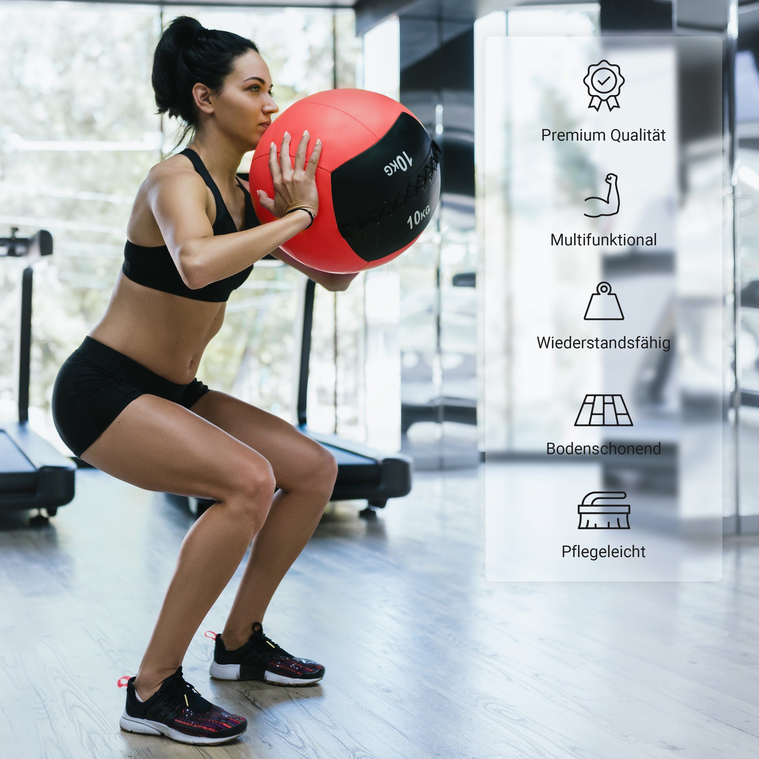 MSports® Medizinball Wall-Ball Premium Gewichtsball - Orange - kg 10 verschiedenen 2 kg in Farben 6