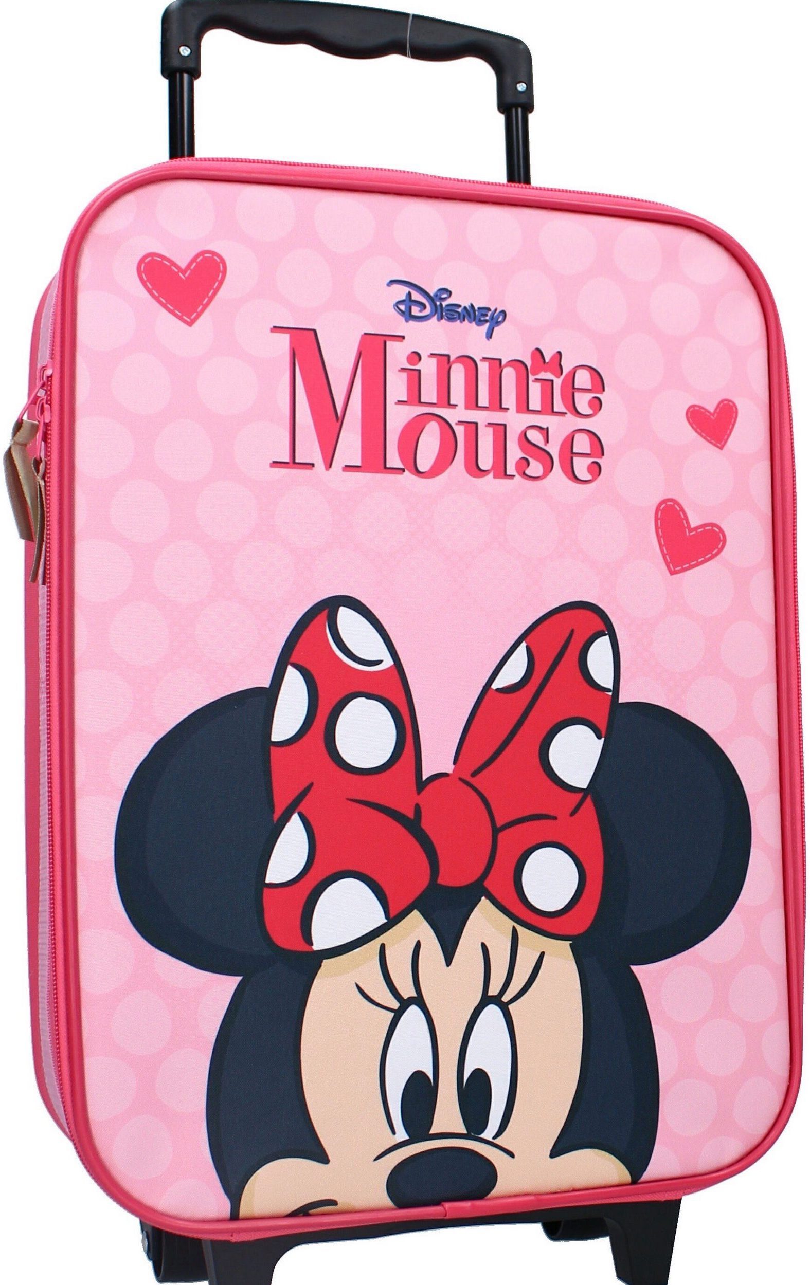 Disney Minnie Mouse Kinderkoffer Trolley Kindertrolley Mädchen Minni Maus Pink Kinder Trolly Leicht, 2 Rollen, Innenmaße: 40x30x10 cm, Außenmaße 47x31x13 cm, 12 L Volumen von disney minnie mouse