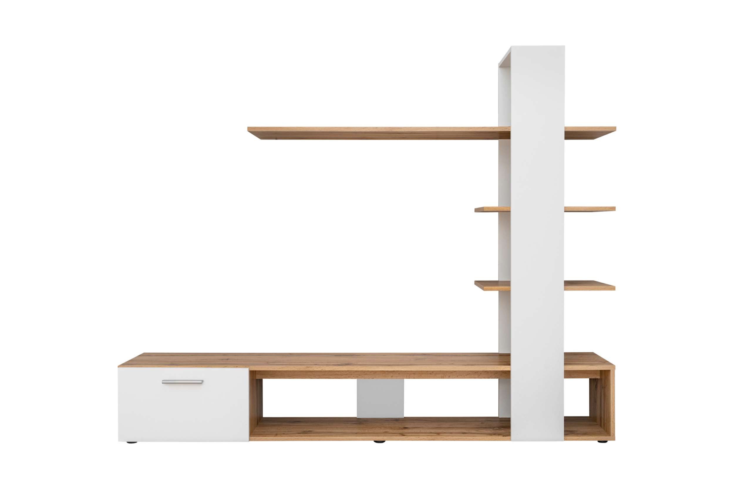 99rooms Wohnwand Emo, (Set (2 St), Wohnzimmer-Set, Komplettset), 1×TV-Lowboard, 1×Wandpanel mit 3×Wandboard