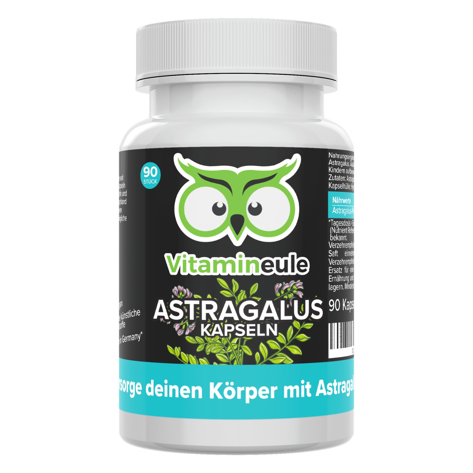 Vitamineule 90 Astragalus Kapseln - 500 mg natürliches Astragalus-Pulver - Kapsel