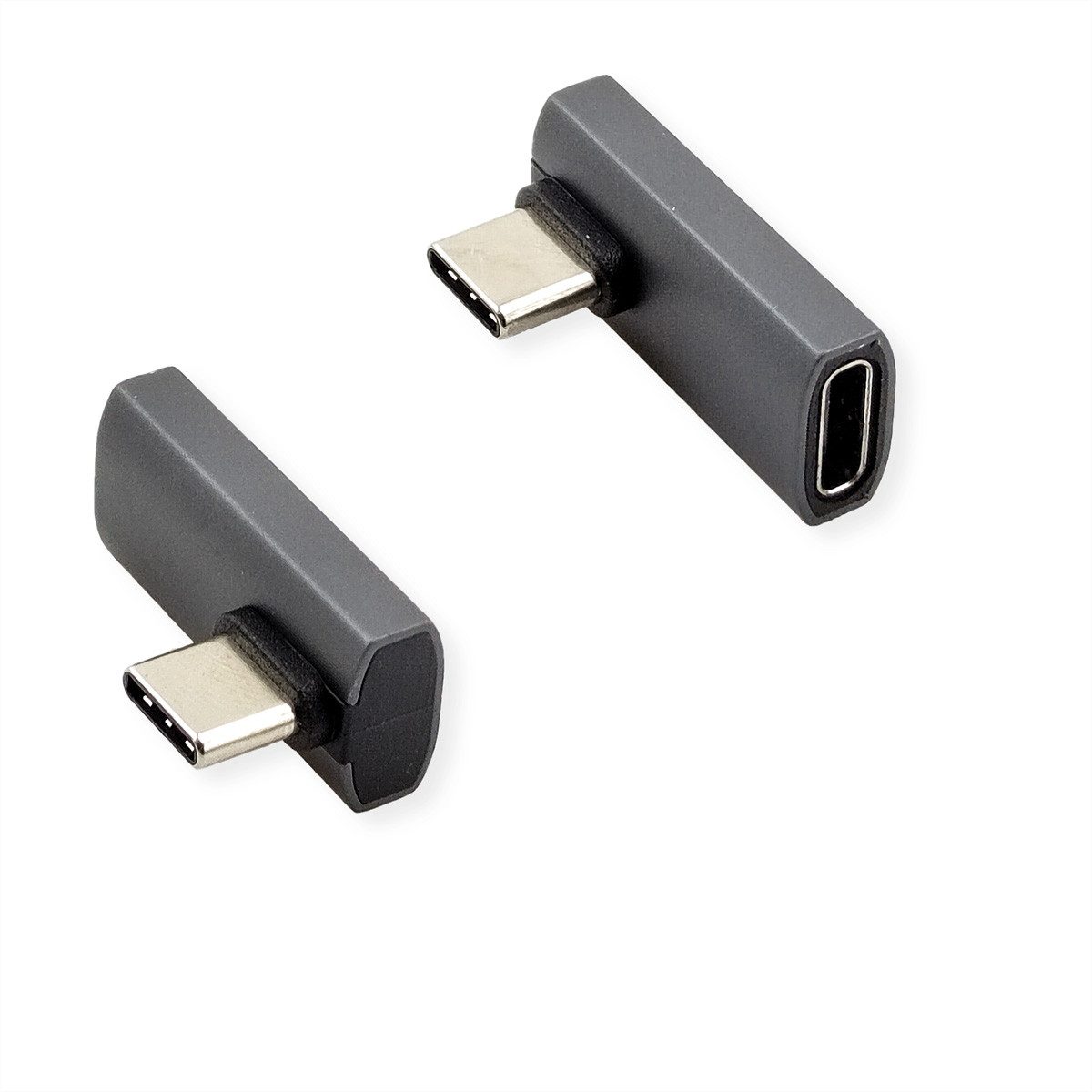 ROLINE USB4 Gen 3x2 Adapter Typ C ST/BU Computer-Adapter USB Typ C (USB-C) Männlich (Stecker) zu USB Typ C (USB-C) Weiblich (Buchse), Aluminium, 90°, gedreht