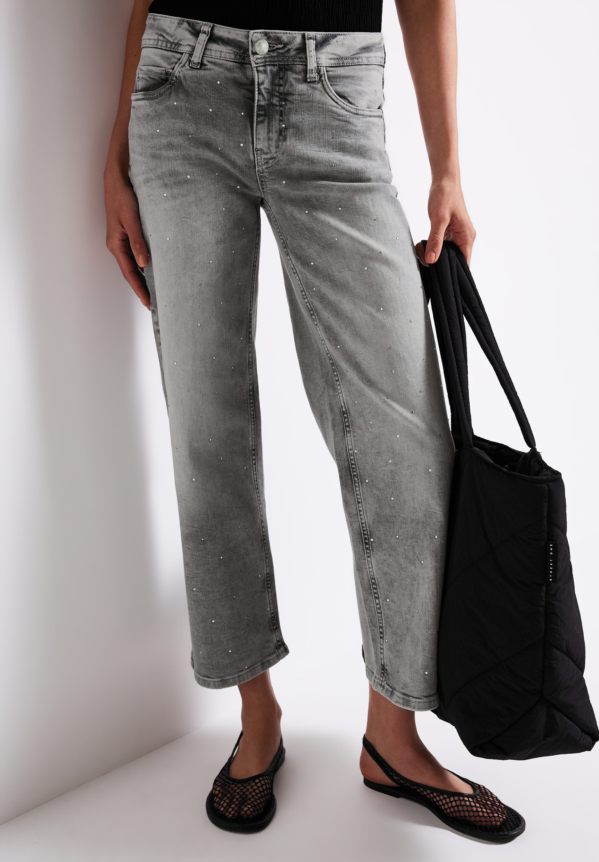 STREET ONE Straight-Jeans mit Glitzersteine günstig online kaufen