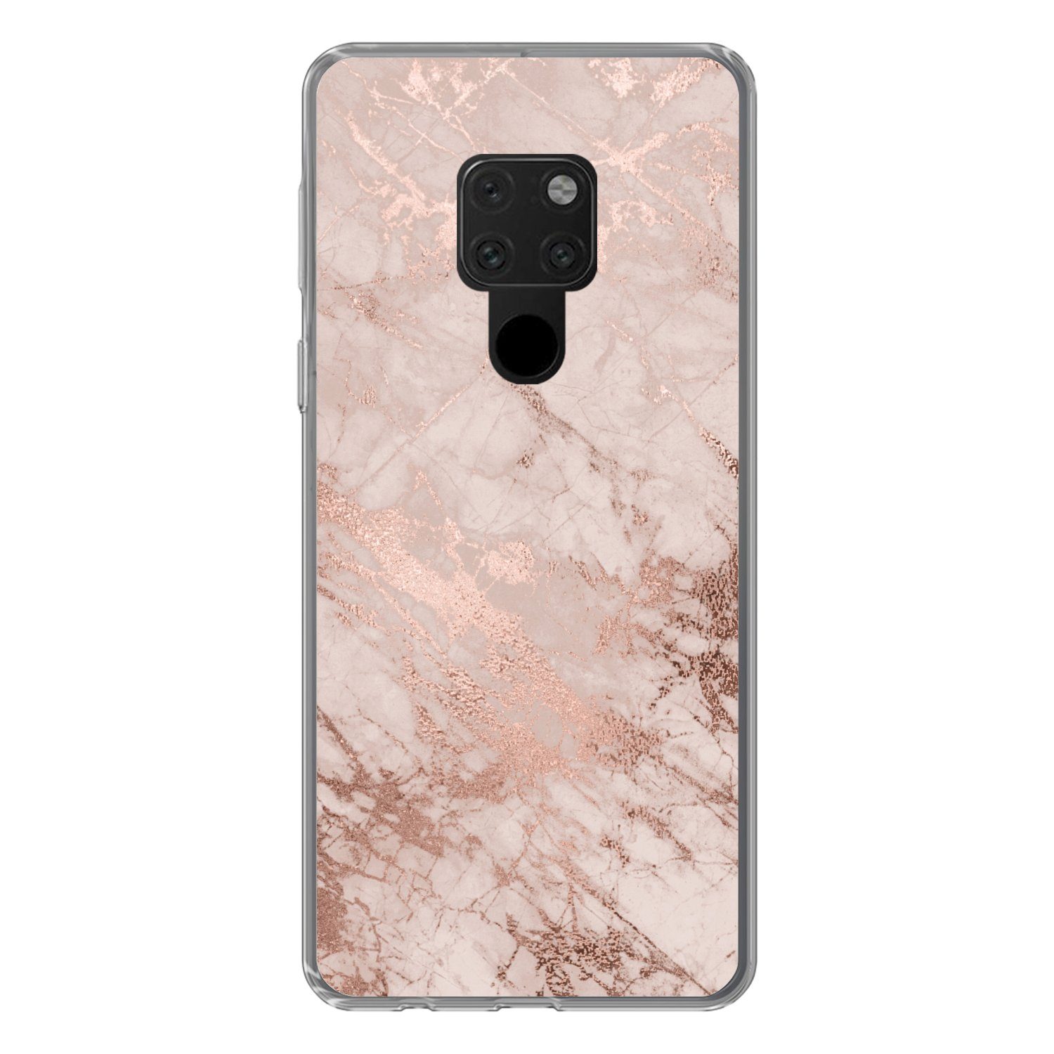 MuchoWow Handyhülle für Huawei P40 Lite Marmor - Rosa - Luxus - Marmoroptik - Glitzer - De, Handy Case, Silikon, Bumper Case Dünn