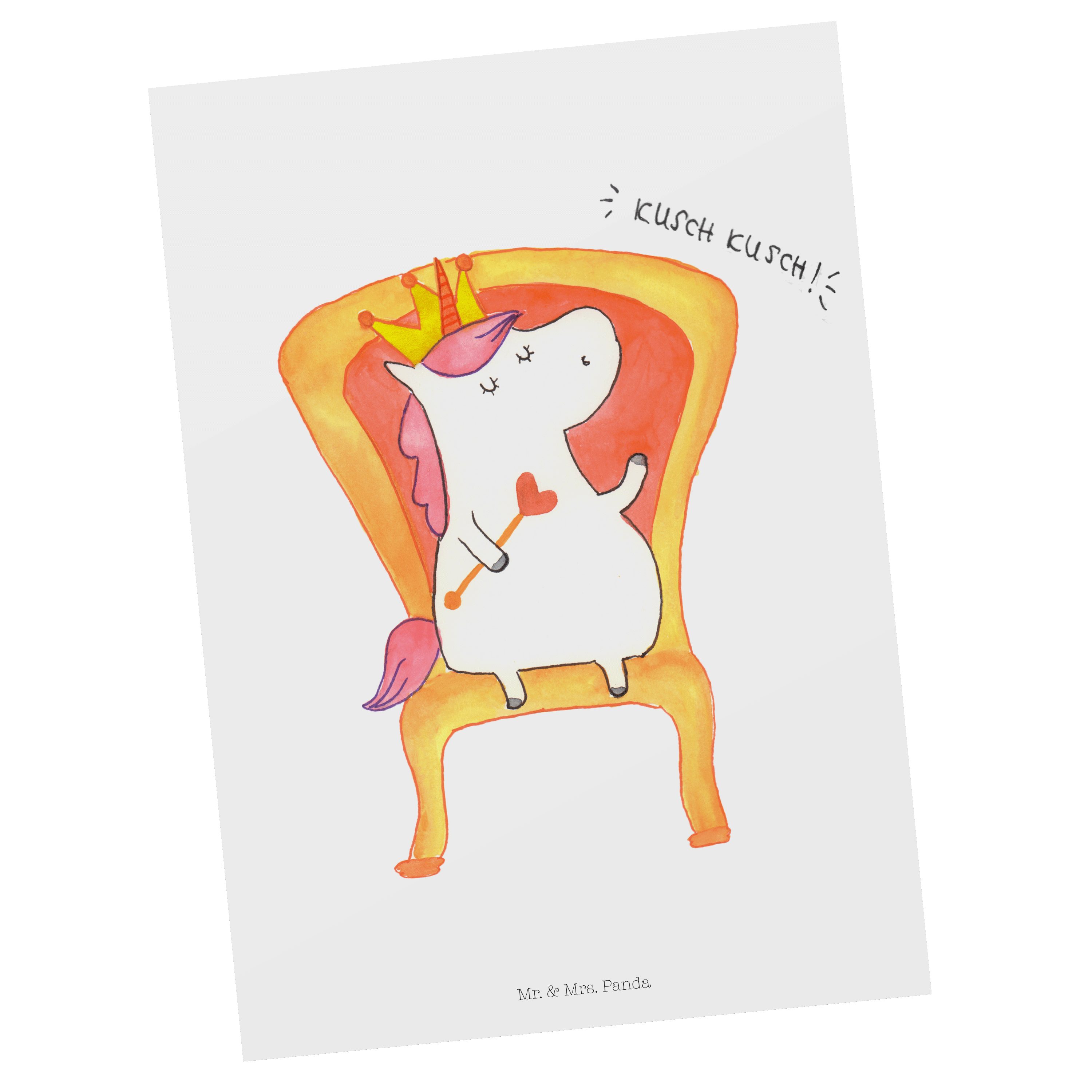 Weiß - Mrs. Panda König Einhorn Postkarte - Geburtstagskarte, Geschenkkarte, & Geschenk, Mr. Her