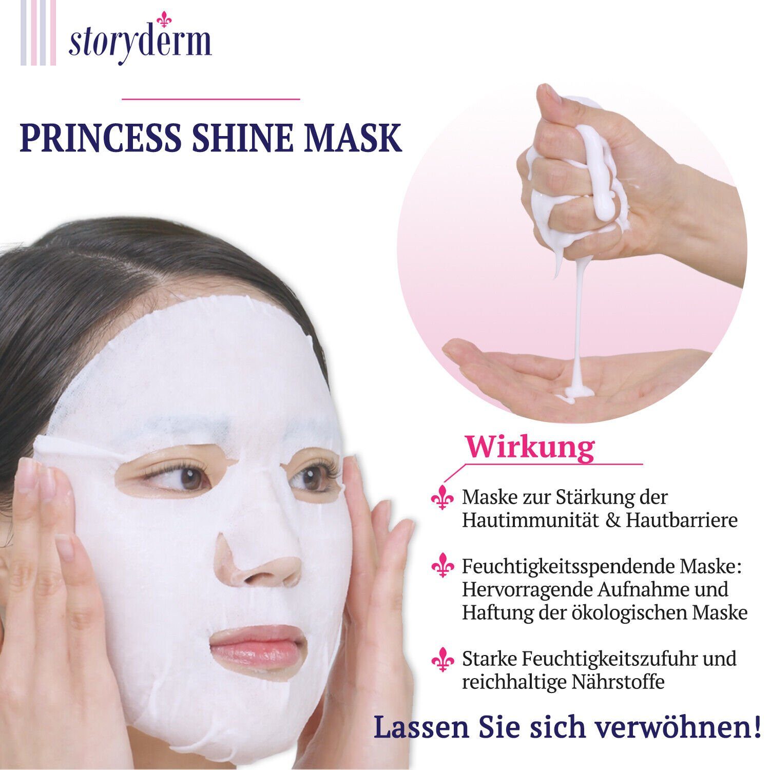 Tuchmaske Gesichtsmaske Korea Storyderm Princess Shine, Storyderm Pflege aus NEUHEIT 1-tlg. Premium Gesichtsmaske
