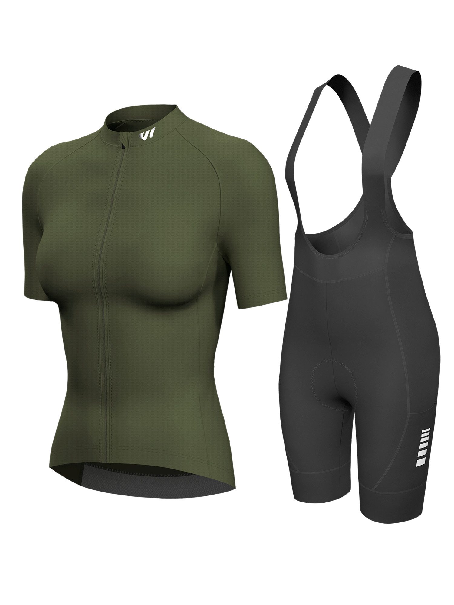 Wulibike Radtrikot Damen 2-tlg. Urban Fitness Fahrradbekleidungsset, Damen Radtrikot-Set (2-tlg) Figurbetontes Netz-Trikot & High-Waist Bib-Shorts mit Schaumpolster