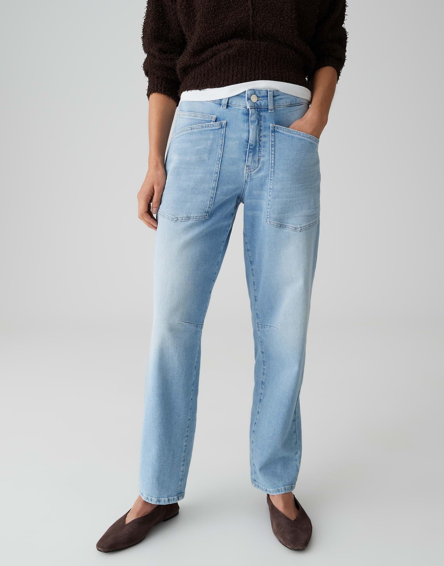 OPUS PANTS Relax-fit-Jeans MELLY BREEZE mit Powerstretch Mid Rise Aufgesetzte Taschen mit modischem Statement