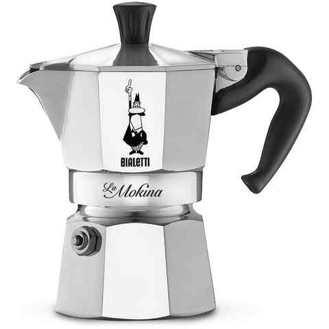 BIALETTI Espressokocher Moka Express La Mokina, 0,04l Kaffeekanne, für den Espressoschluck zwischendurch, Aluminium