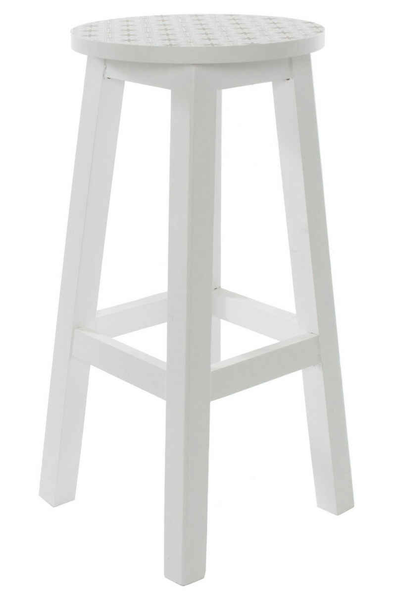 elbmöbel Sitzhocker großer Hocker Muster weiß Holz, Sitzhocker: 30x30x61 cm weiß holz blumen Landhausstil
