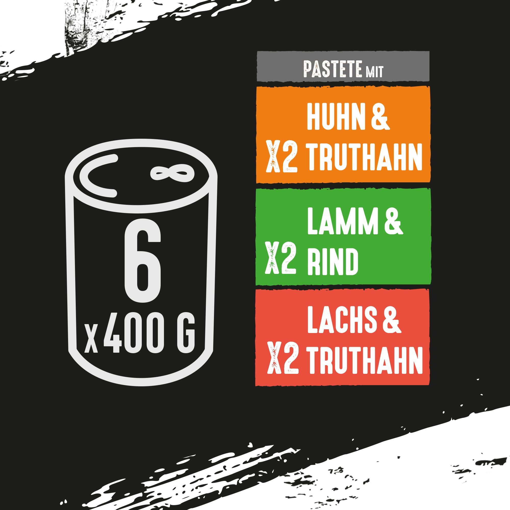 CRAVE CRAVE™ Hund Dose mit Huhn & Pute, Lamm & Rind, Lachs & Pute 4x6x400g, Nassfutter für: Hunde