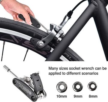 HYTIREBY Fahrrad-Reparaturset Fahrrad-Multitool 16 in 1 Werkzeuge für Fahrrad Reparatur, Fahrradflickzeug Reparaturset Multifunktionswerkzeug mit Tasche