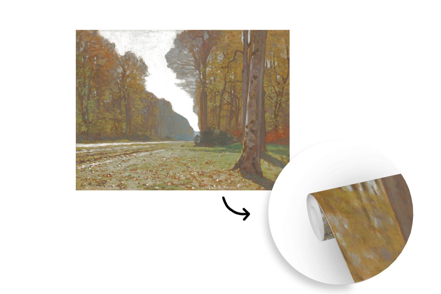 MuchoWow Fototapete Weg Der nach Wandtapete Matt, St), Tapete Montagefertig für (6 Vinyl von Wohnzimmer, - bedruckt, Monet, Chailly Gemälde Claude