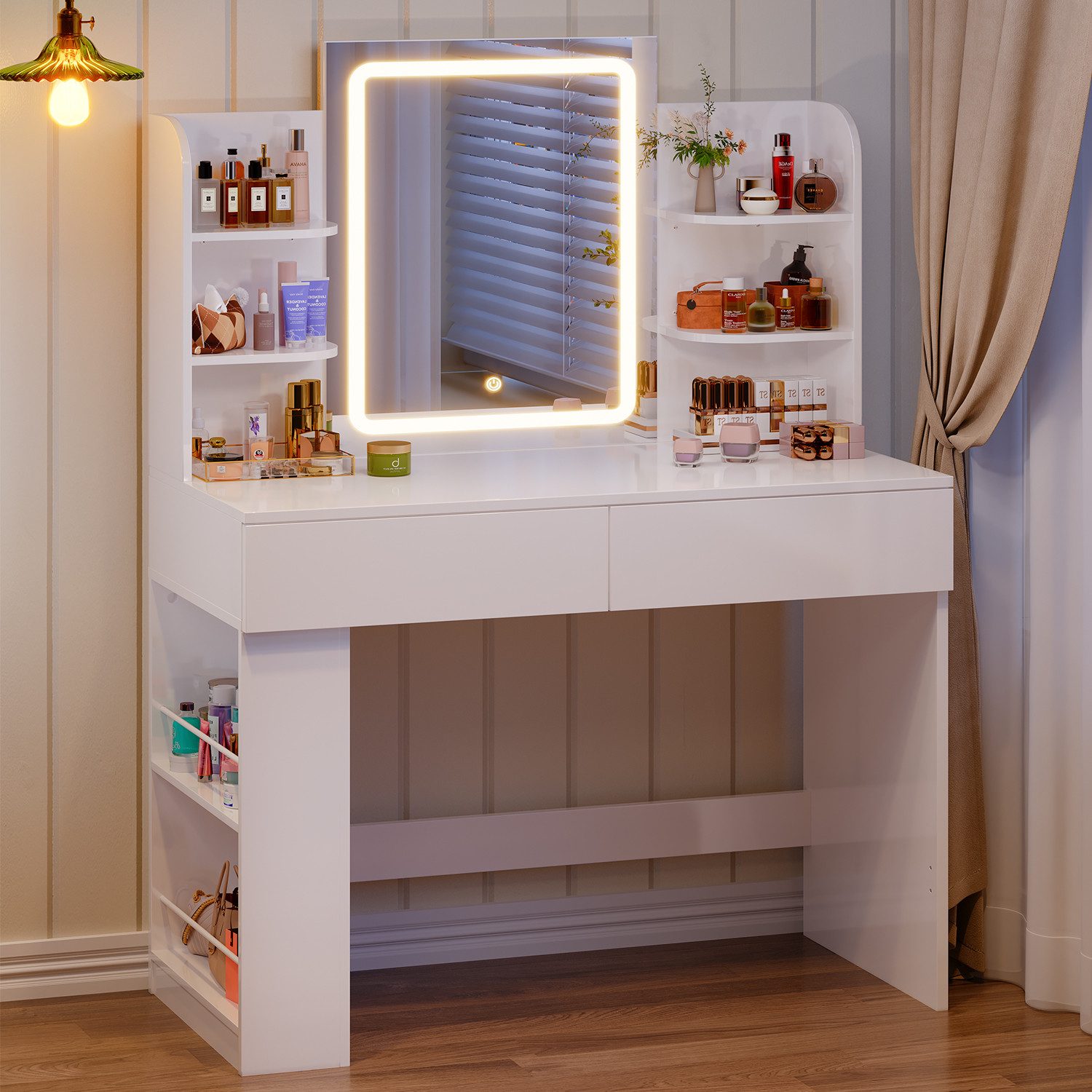 HOMALL Schminktisch Mit LED-Beleuchtung, 90/110*40*135CM, Helligkeit günstig online kaufen