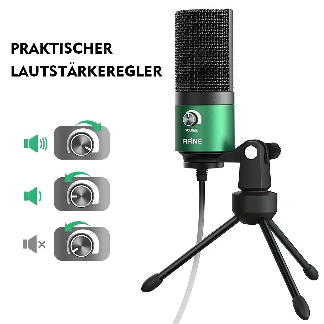 FIFINE Mikrofon USB Kondensator Mikrofon Streaming mit Ständer PC Mac