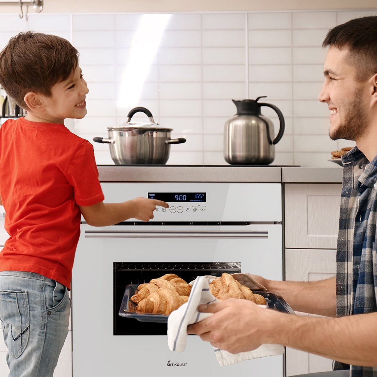 KKT KOLBE Einbaubackofen Backofen Elektroherd EB8015W, mit 2-fach Teleskopauszug, DampfClean, 60 cm / Heißluft / Einbauherd / Kochmulde / Selbstreinigung
