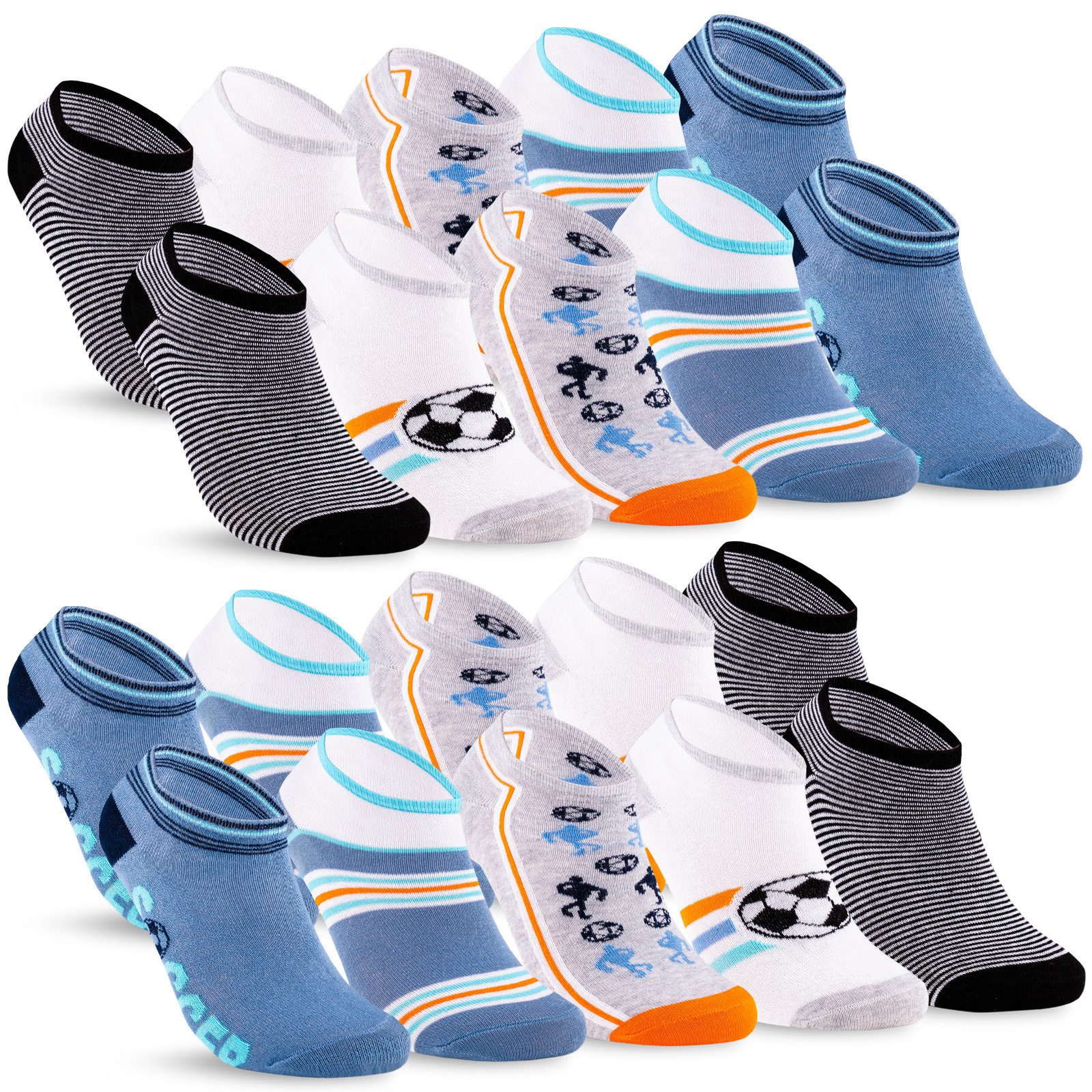 sockenkauf24 Sneakersocken 10 Paar Kinder Sneaker Socken Jungen & Mädchen Baumwolle Kindersocken (56568, 23-26) WP