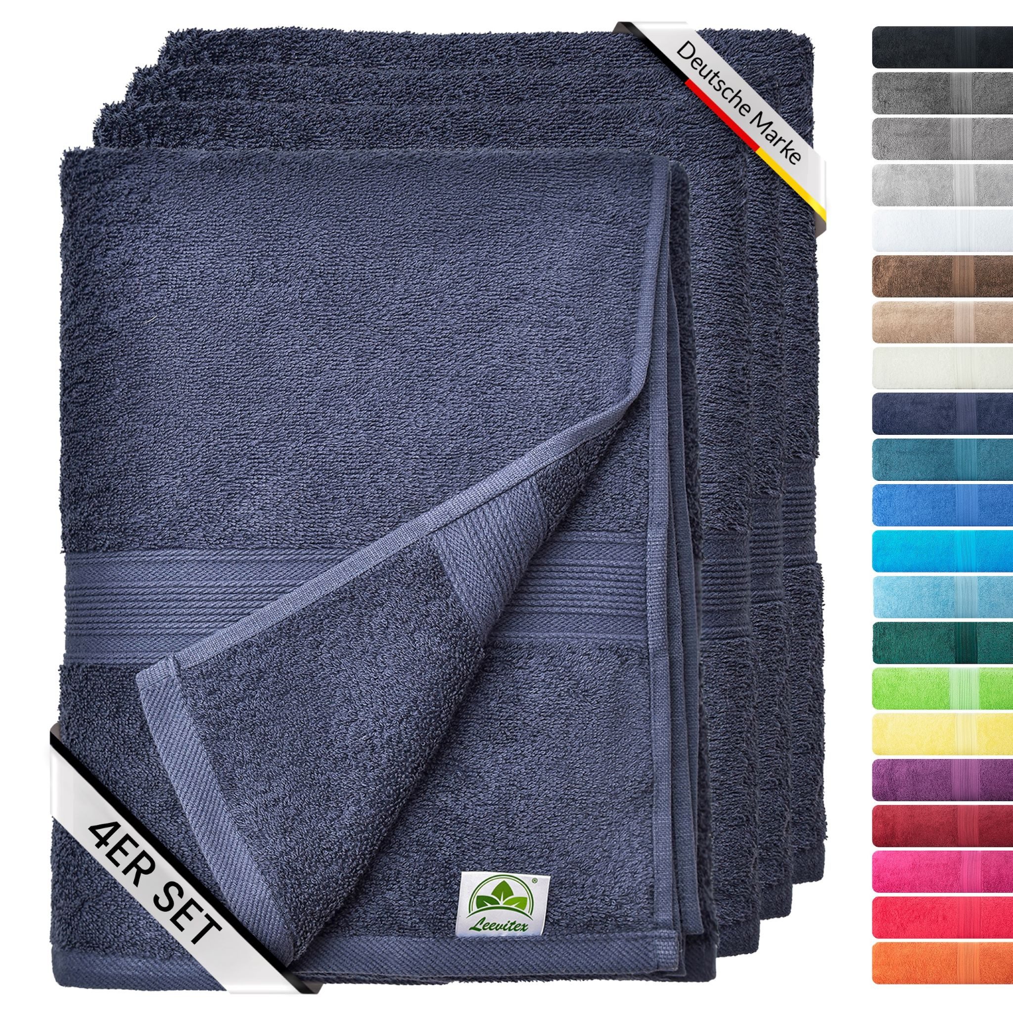 leevitex® Handtücher 4er-Set, 50 × 100 cm, aus 100% Baumwolle, Frottee (Set, 4-St), OEKO-TEX® STANDARD 100 zertifiziert und hochwertig verarbeitet