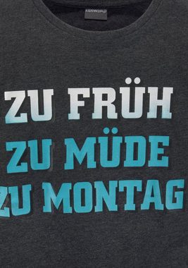 KIDSWORLD Langarmshirt ZU FRÜH, ZU MÜDE, ZU MONTAG