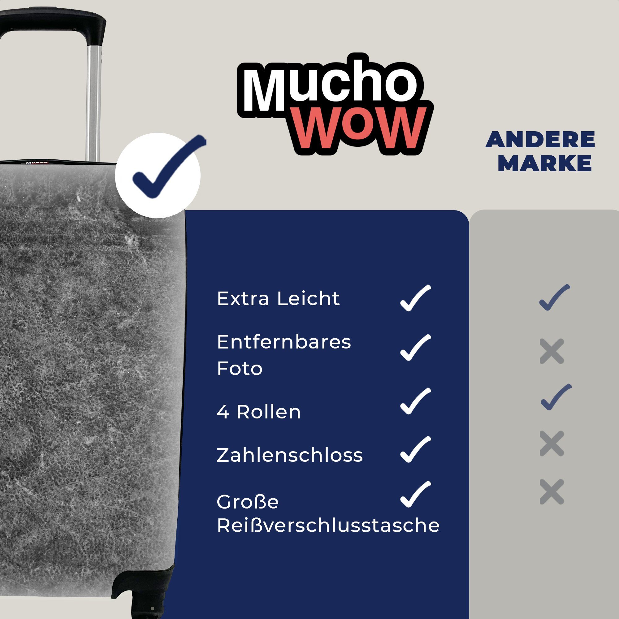 Industriell Rollen, Reisetasche MuchoWow Strukturiert für - Grau, - Leder Reisekoffer Ferien, Handgepäck Trolley, mit Handgepäckkoffer - 4 rollen,