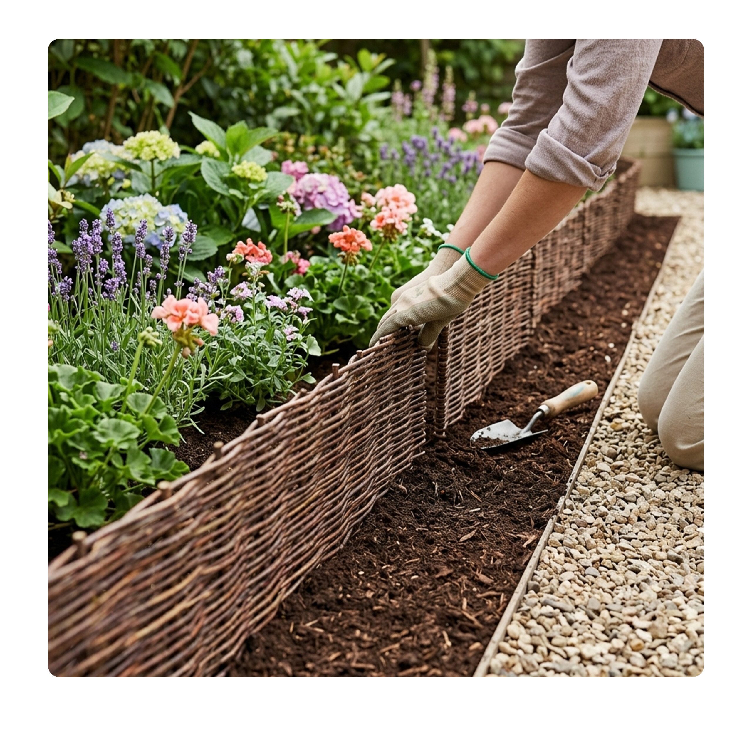 relaxdays Beetumrandung Beeteinfassung Weide im Set, 100 x 20 cm, 2er Pack