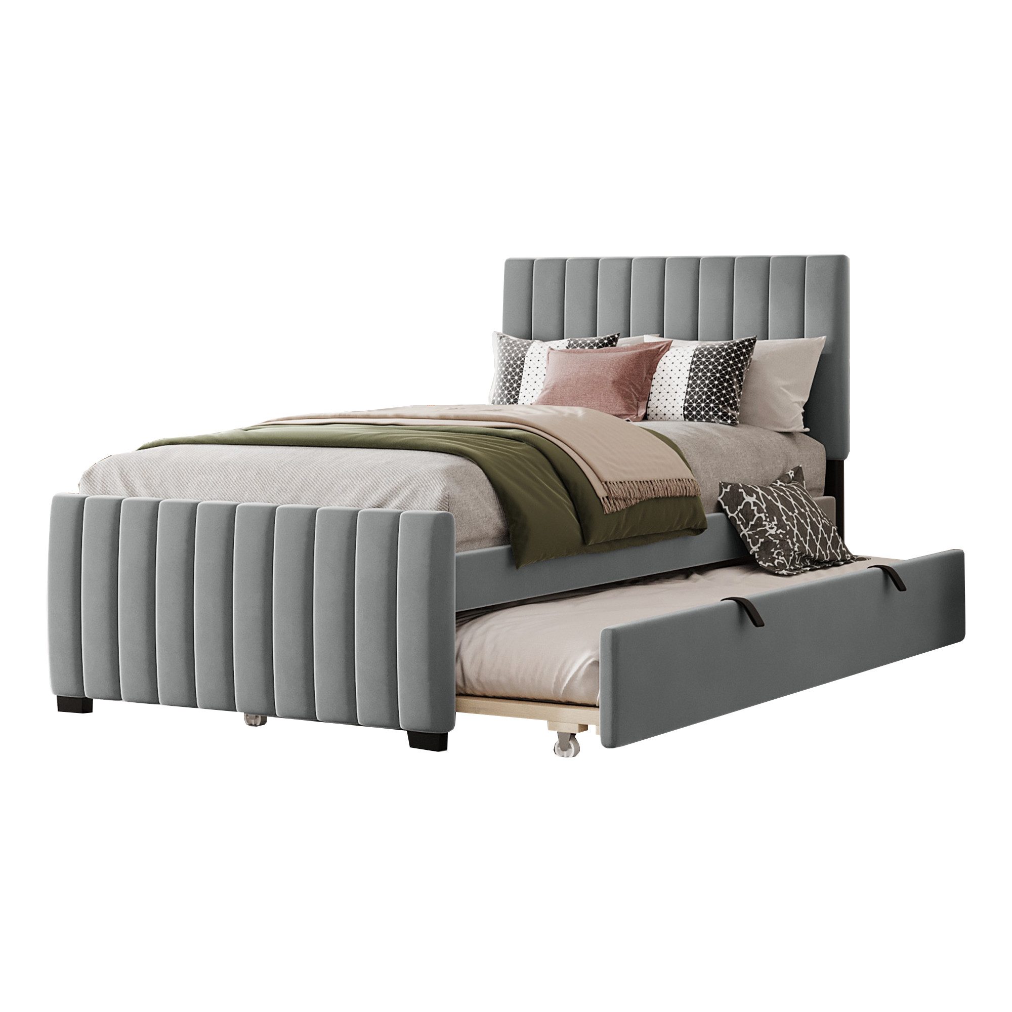 OKWISH Polsterbett Funktionsbett,Doppelbett,Jugendbett,mit Ausziehbett (90 günstig online kaufen