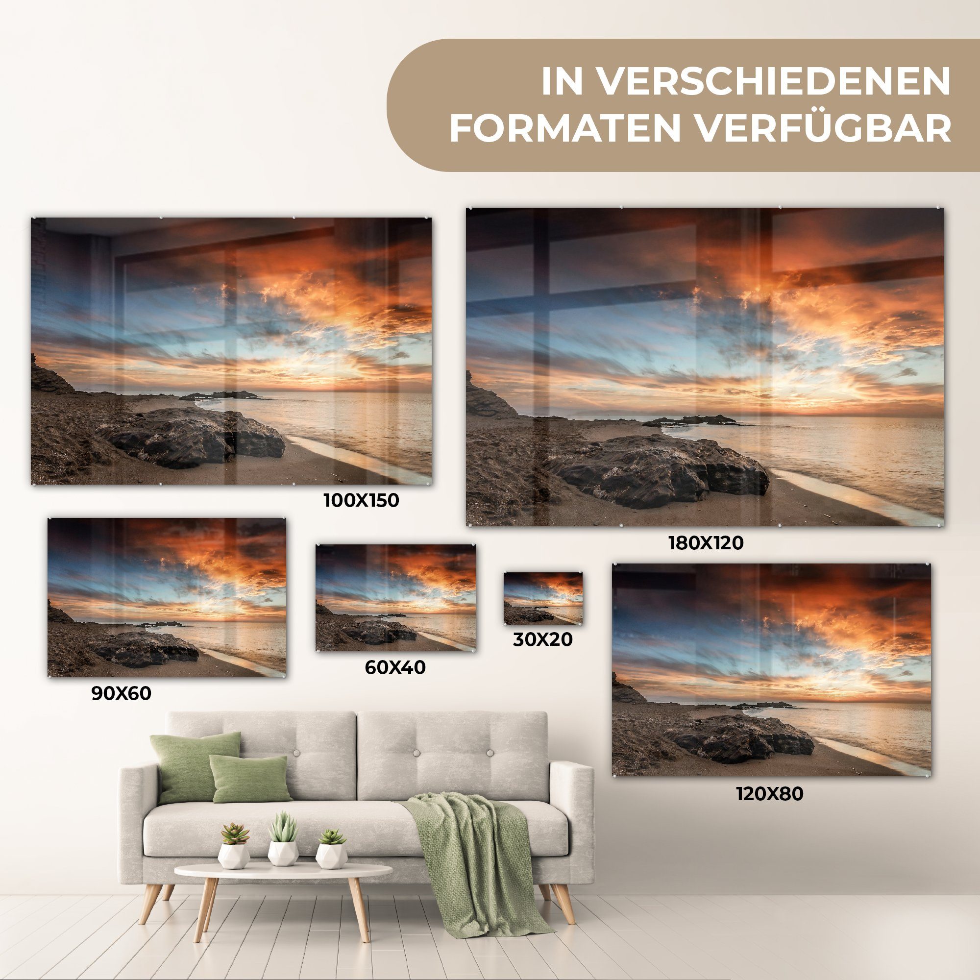 - & Acrylglasbilder Schlafzimmer (1 St), MuchoWow Strand, Meer Luft - Wohnzimmer Acrylglasbild