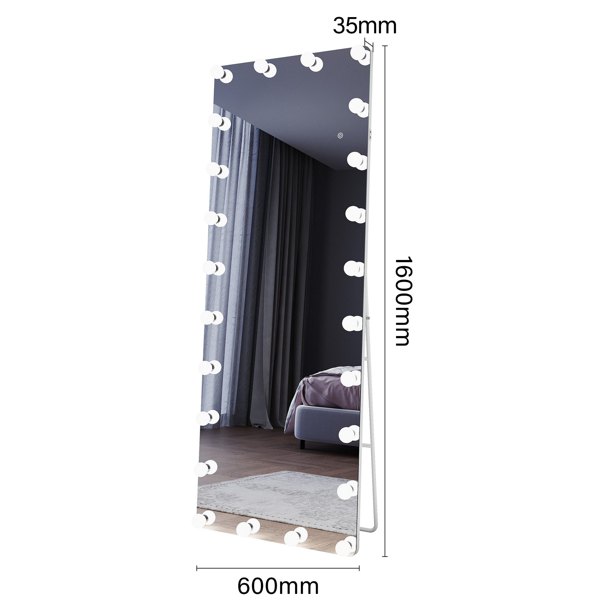 SONNI Wandspiegel Ganzkörperspiegel mit LED Beleuchtung,BxH:600x1600mm, in 3 Farben – Bild 3 von 5