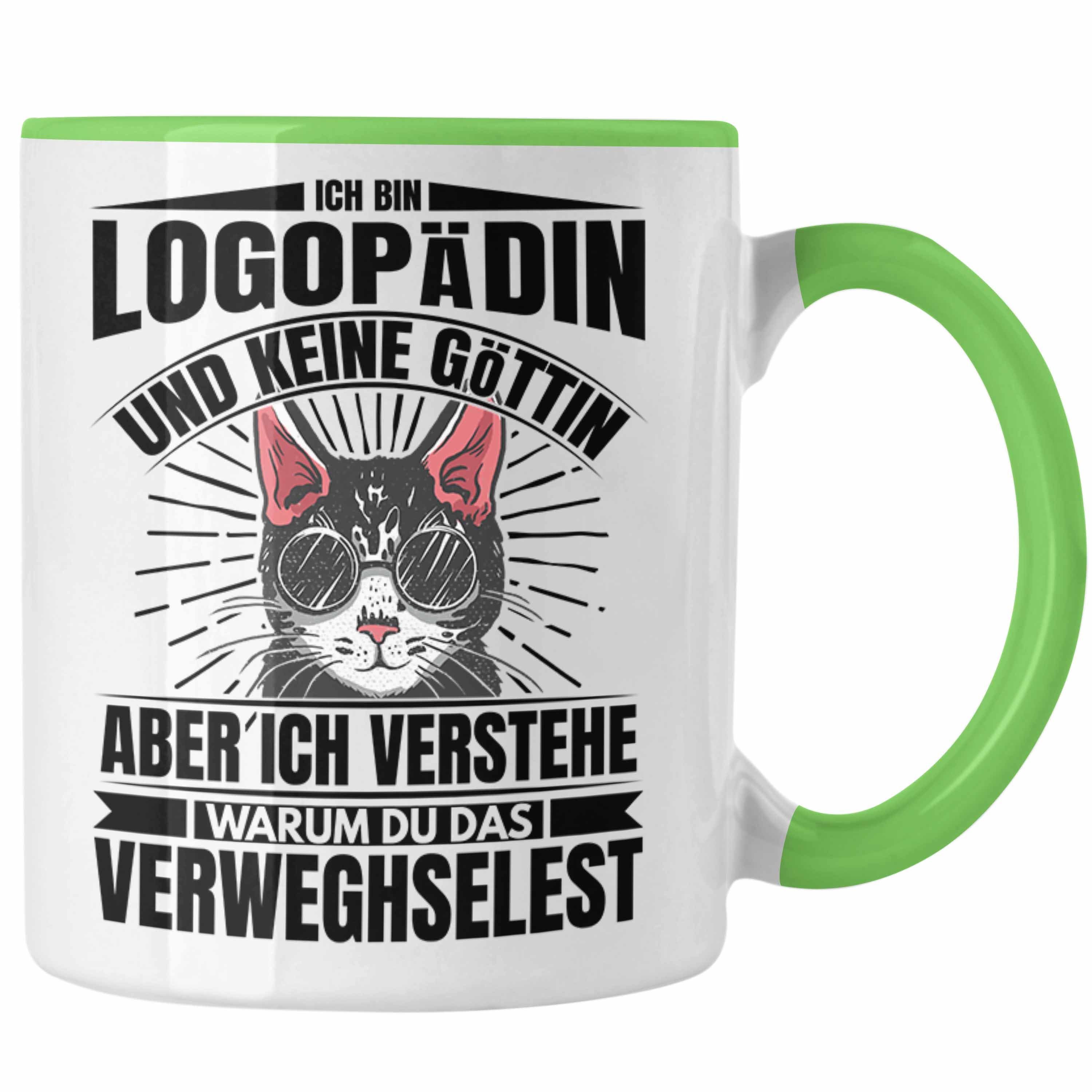 Trendation Tasse Trendation - Logopädin Lustiger Spruch Tasse Geschenk Logopädie Grün