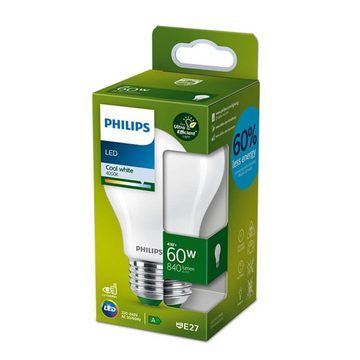 Philips LED-Leuchtmittel Philips LED E27 A60 Birne 4W =60W ULTRA EFFIZIENT 840lm Kaltweiß 4000K, E27, Kaltweiß, Energiesparend