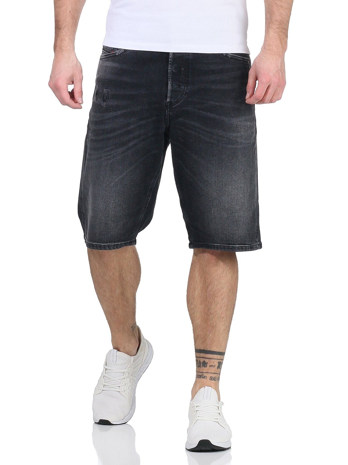 dezenter Used-Look RG48R Diesel Jeans Shorts R930L Anthrazit Herren Jeansshorts Kroshort Shorts, kurze Hose