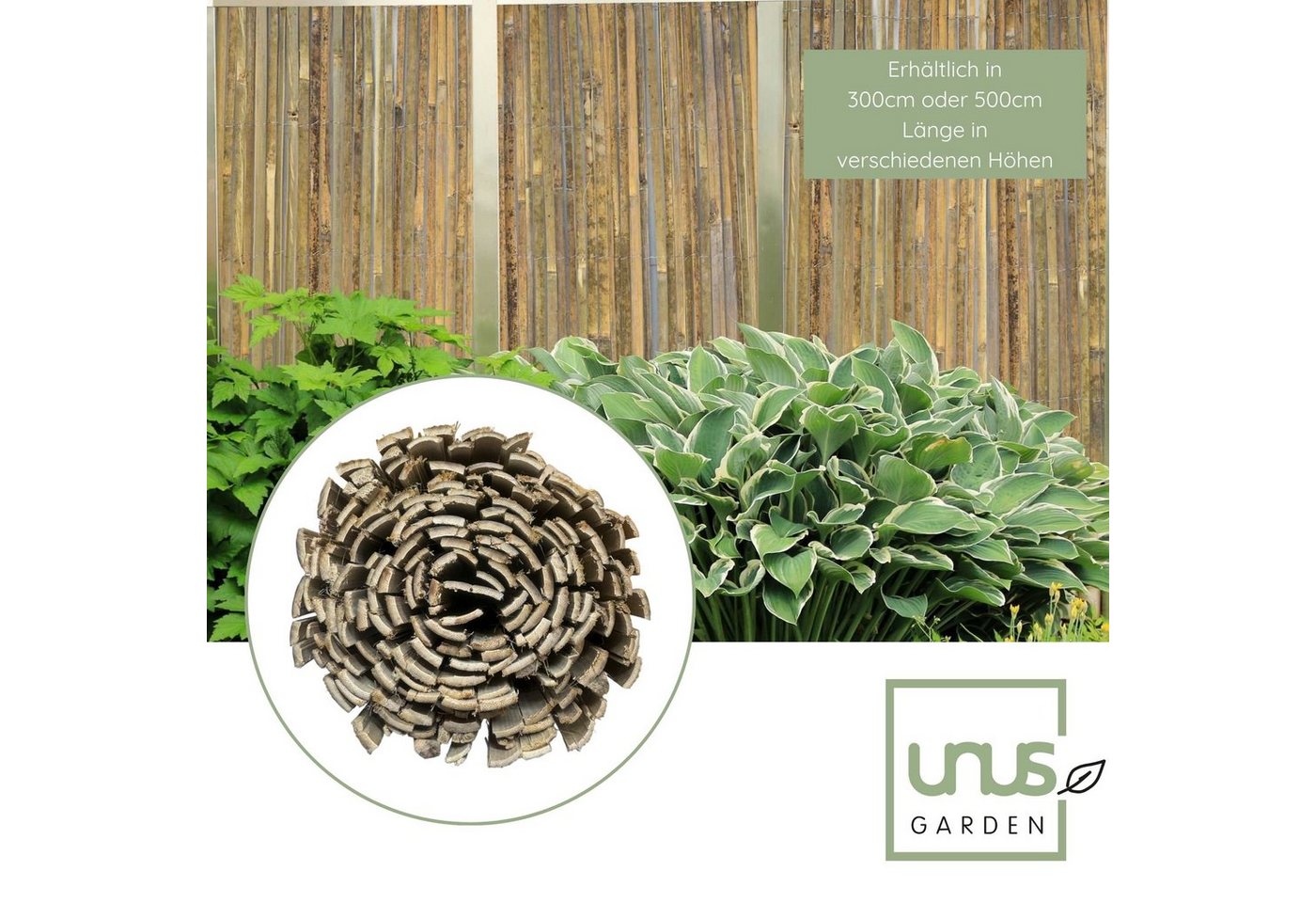 Thumbnail - UNUS GARDEN Balkonsichtschutz Sichtschutzmatte flach (100x300cm (HxB) Sichtschutz Balkonsichtschutz Bambus Windschutz Ga...