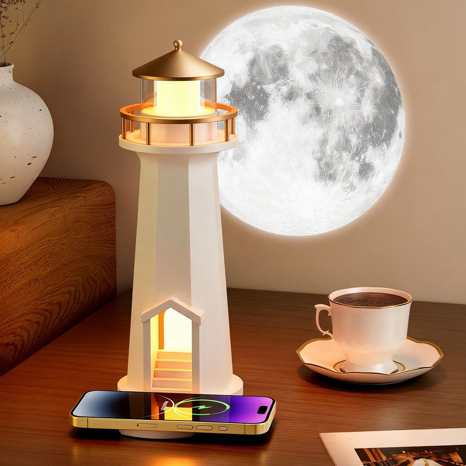 BlingBin Nachtlicht Leuchtturm Lampe, Projektion Leuchtturm Lampe, Tischleu günstig online kaufen