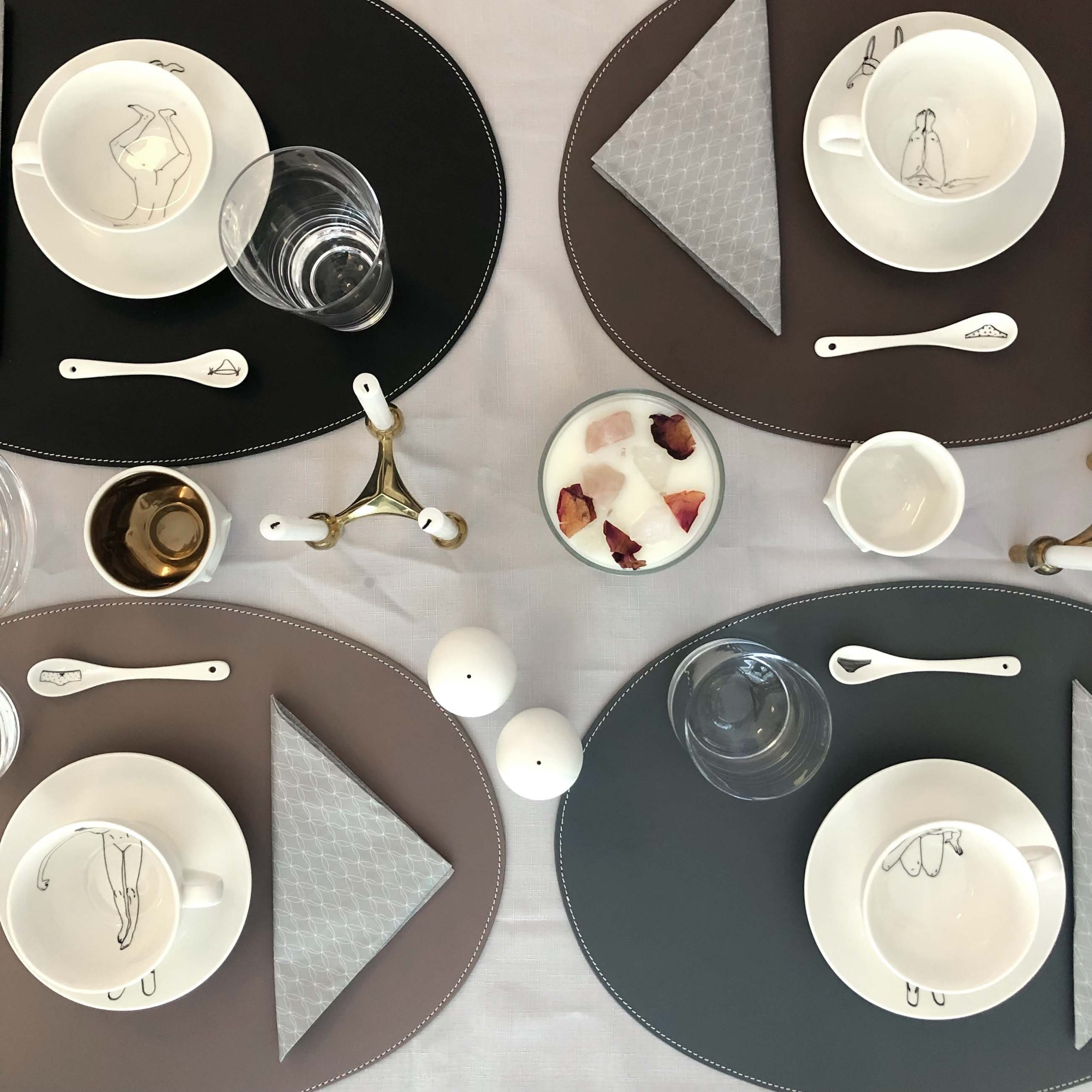 adorist Platzset, (1-St), Leder Tischset, Lederunterlage KANON oval, grau/grey